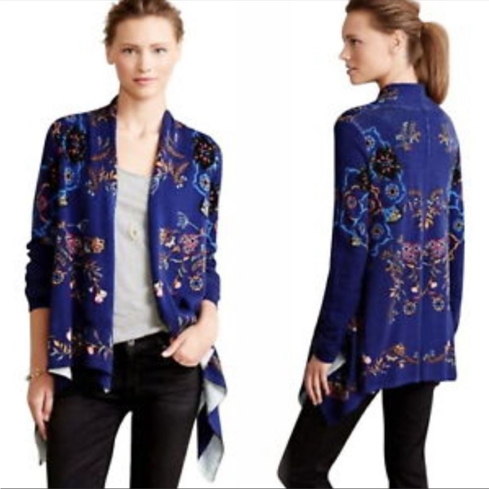Anthropologie Sleeping On Snow Botanical Garden Waterfall Cardigan Size medium